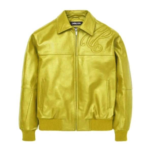 Puff Plush Yellow Leather Jacket