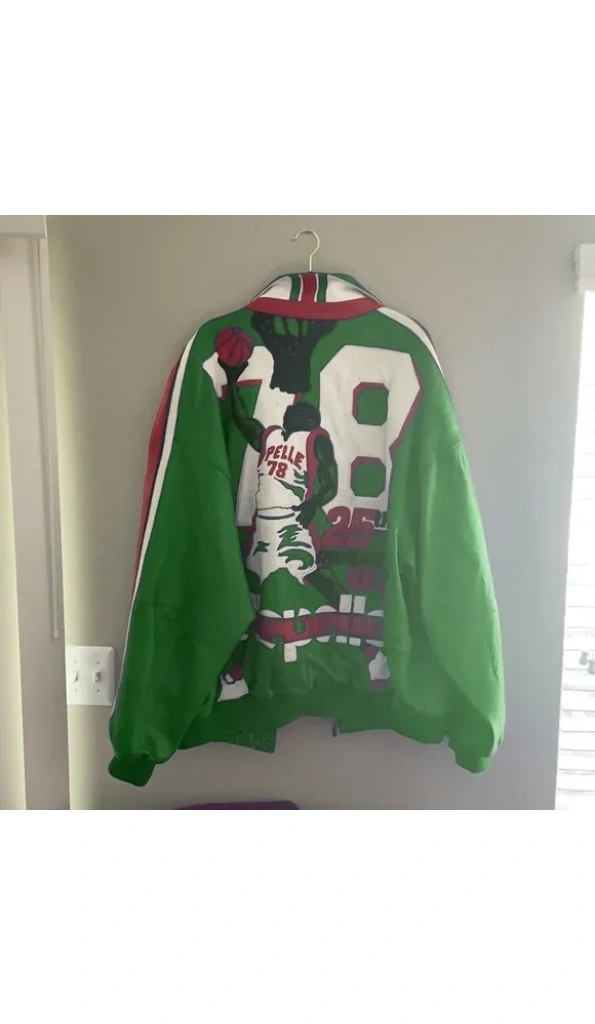 Pelle Pelle Basketball Green Leather Jacket