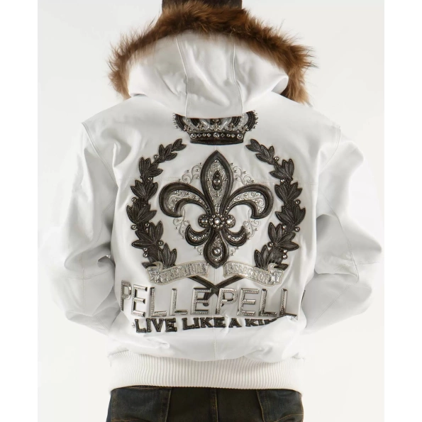 Pelle Pelle Royalty White Leather Jacket | Fur Hood Jacket