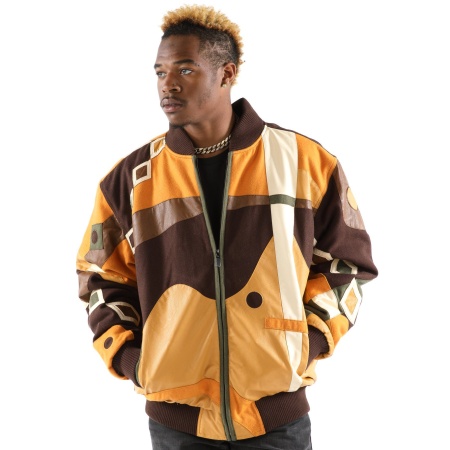 Pelle Pelle Yellow Abstract Bomber Jacket