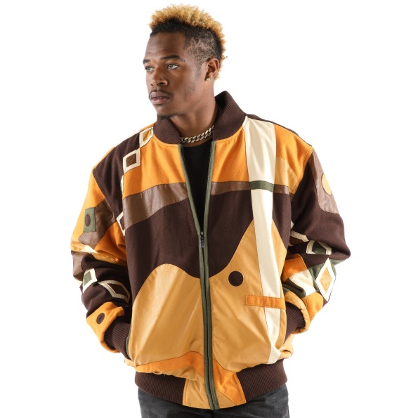 Pelle Pelle Yellow Abstract Bomber Jacket