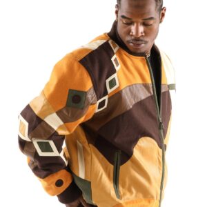Pelle Pelle Yellow Abstract Bomber Jacket view 3