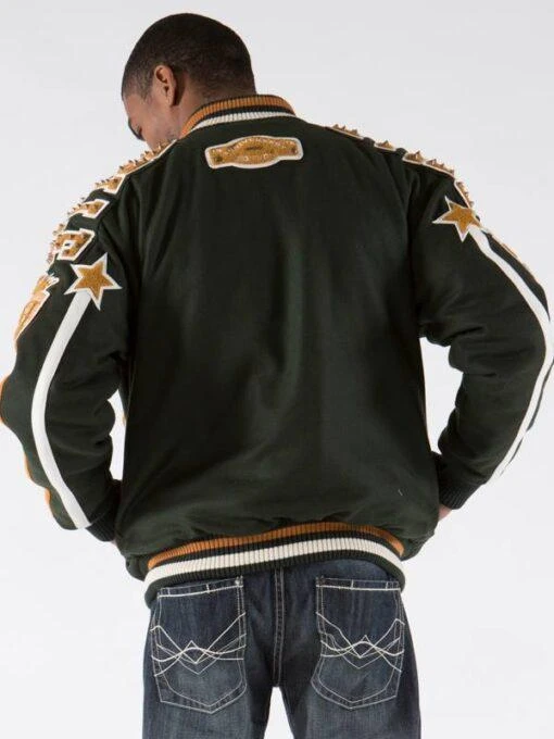Pelle Pelle Dark Green Varsity Wool Jacket | Victory & Glory view 2
