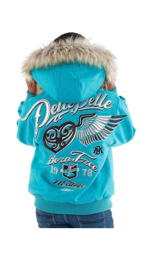 Pelle Pelle Girl Born Free Blue Hood Jacket