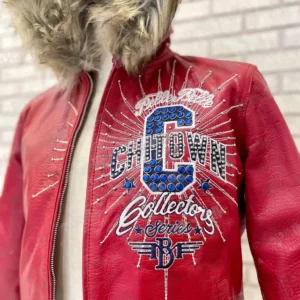 AUTHENTIC PELLE PELLE CHITOWN FUR HOODED RED LEATHER JACKET view 4