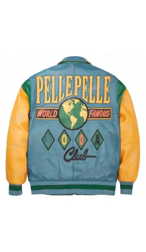 Pelle Pelle Turquoise Yellow Leather Jacket