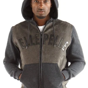 Pelle Pelle Men Black Woolen Hood Jacket | Zipper Jacket