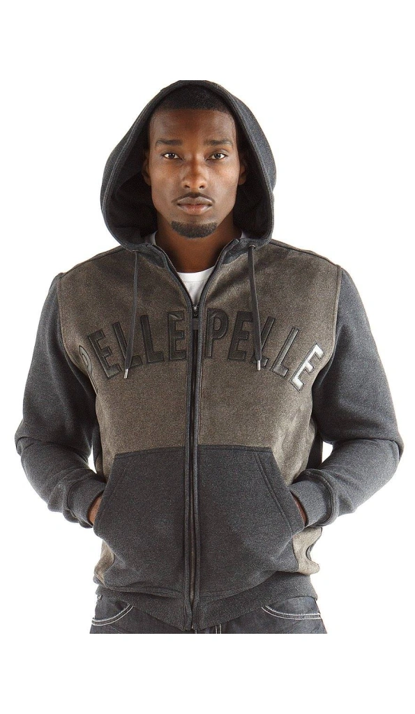 Pelle Pelle Men Black Woolen Hood Jacket | Zipper Jacket