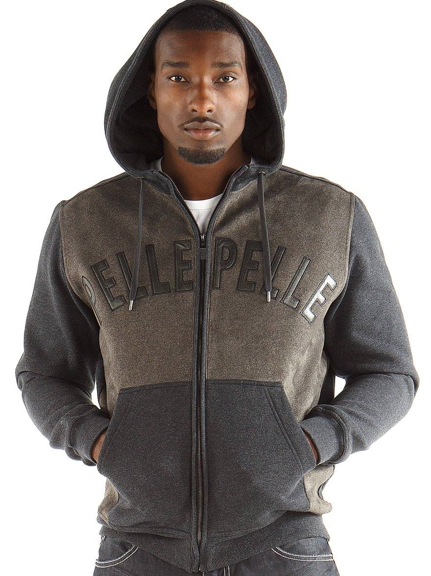 Pelle Pelle Men Black Woolen Hood Jacket | Zipper Jacket