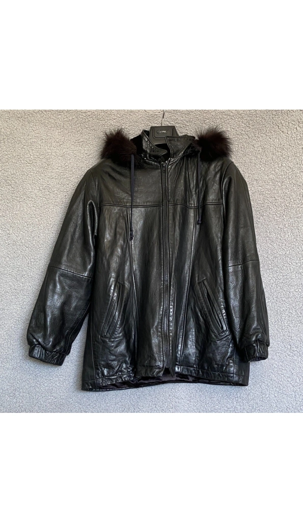 Pelle Pelle Black Leather Fur Hood Jacket | Men & Women