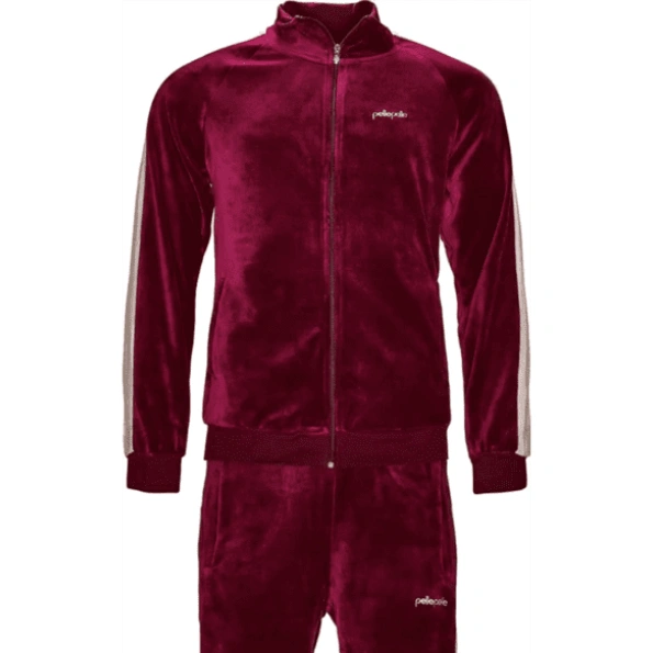 Pelle Pelle Red White Velvet Tracksuit Men Women Pelle Pelle