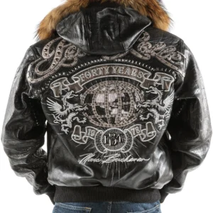 Pelle Pelle Men Black World Tour Jacket | Fur Hood Jacket view 2