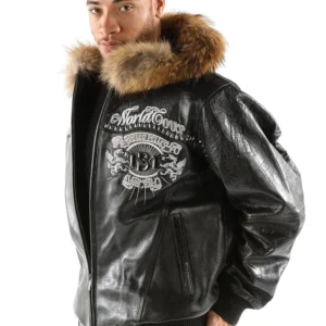 Pelle Pelle Men Black World Tour Jacket | Fur Hood Jacket