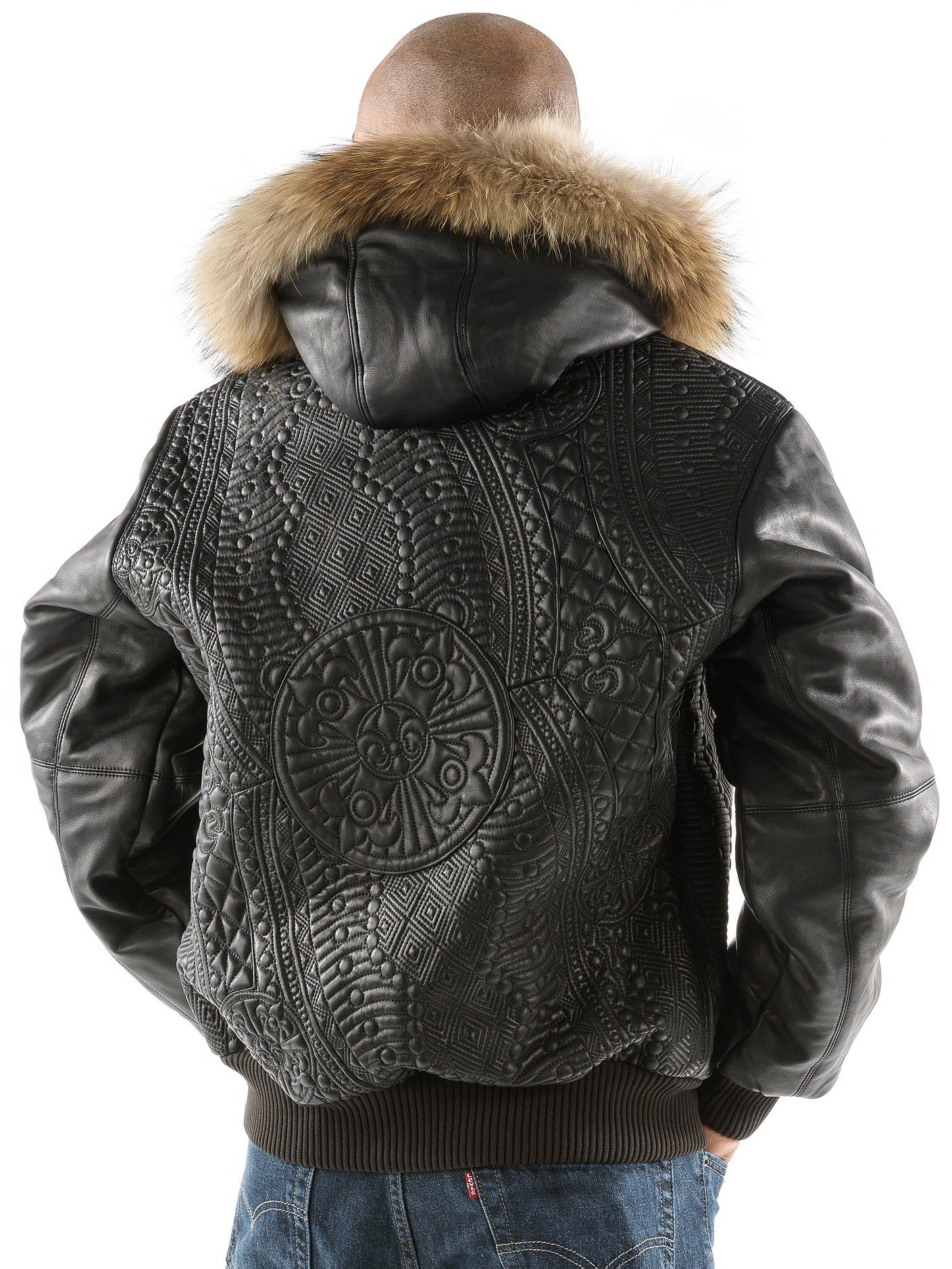 Pelle Pelle Men Encrusted Fur Hood Jacket | Leather Jacket view 2