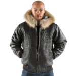 Pelle Pelle Men Encrusted Fur Hood Jacket