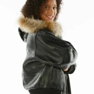 Pelle Pelle Kids Black Plain Leather Jacket