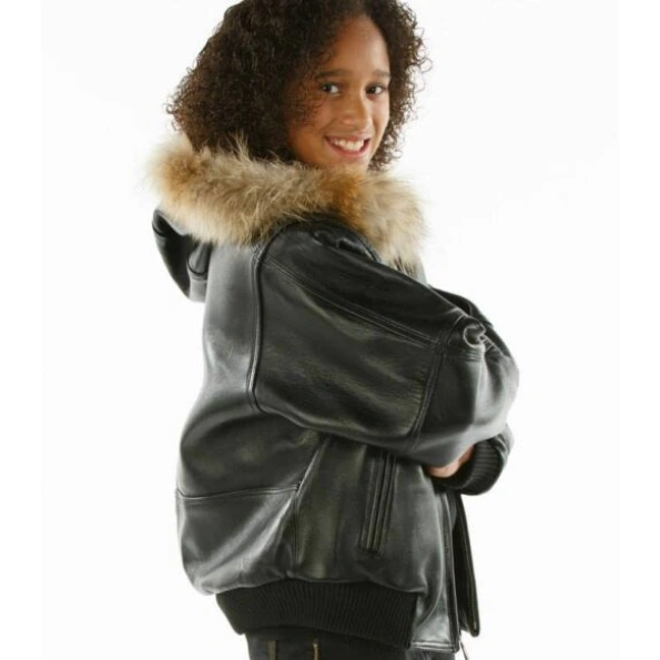 Pelle Pelle Kids Black Plain Leather Jacket