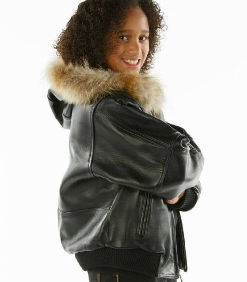 Pelle Pelle Kids Black Plain Leather Jacket