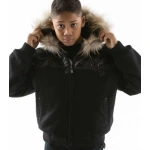 Pelle Pelle Black Wool Fur Hood Jacket