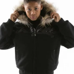 Pelle Pelle Black Wool Fur Hood Jacket | Kids Jacket