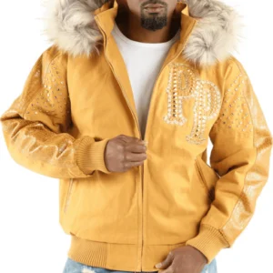 Pelle Pelle Airbourne Yellow Wool Jacket | Fur Hood Jacket