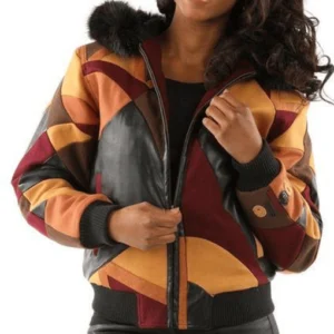 Pelle Pelle Women Abstract Fur Hood Jacket | Wool & Leather