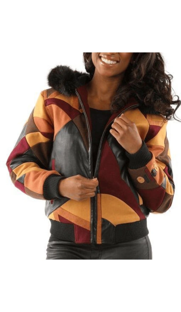 Pelle Pelle Women Abstract Fur Hood Jacket | Wool & Leather