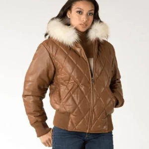 Pelle Pelle Women Quilted Leather Jacket | Fur Hood Jacket