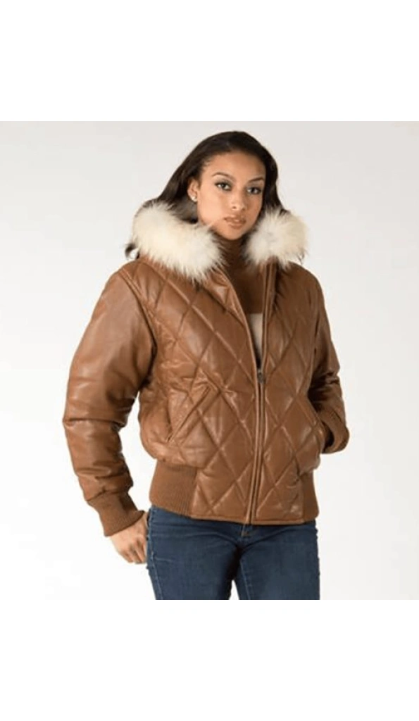 Pelle Pelle Women Quilted Leather Jacket | Fur Hood Jacket