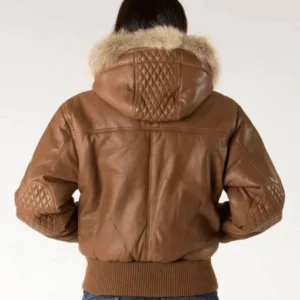 Pelle Pelle Women Quilted Leather Jacket | Fur Hood Jacket view 2
