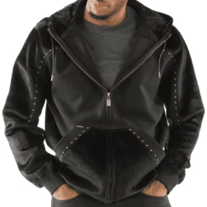 Pelle Pelle Men Black Ornate Wool Jacket | Hood Jacket