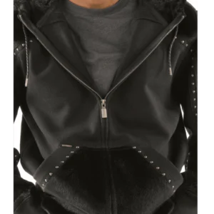 Pelle Pelle Men Black Ornate Wool Jacket | Hood Jacket view 3