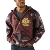 Pelle Pelle Maroon Men Fur Hood Jacket