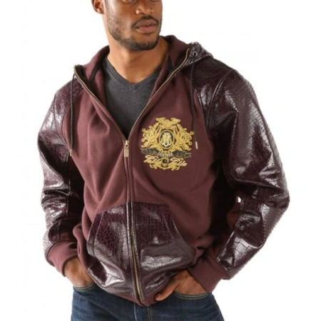 Pelle Pelle Maroon Men Fur Hood Jacket