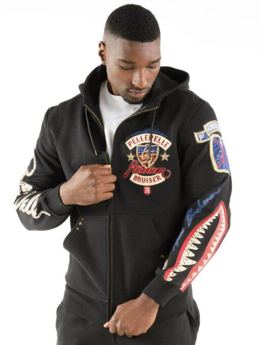 Pelle Pelle Black American Bruiser Jacket | Wool Jacket view 2