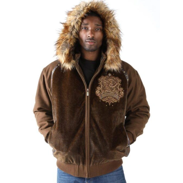 Pelle Pelle Brown Crest Fur Hood Jacket