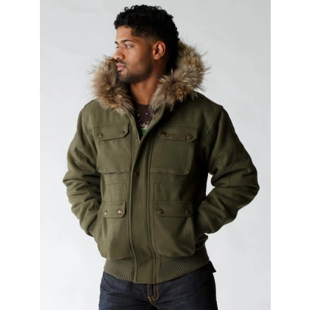 Pelle Pelle Men Green Fur Hood Jacket