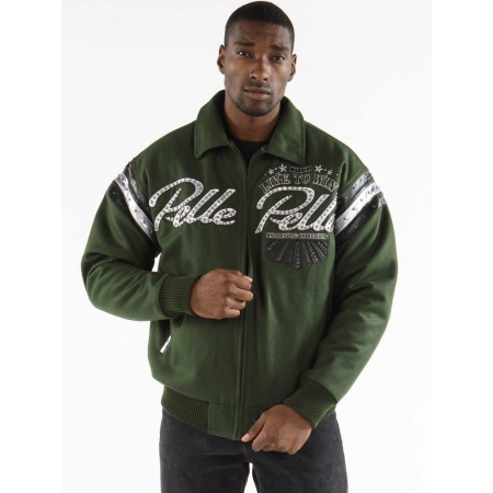 Pelle Pelle Men Green Live To Win Jacket