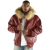 Pelle Pelle Men Maroon Fur Hood Jacket