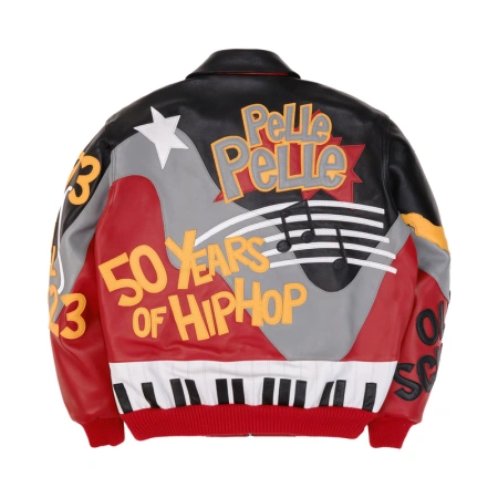 Pelle Pelle Hip Hop Red Black Leather Jacket