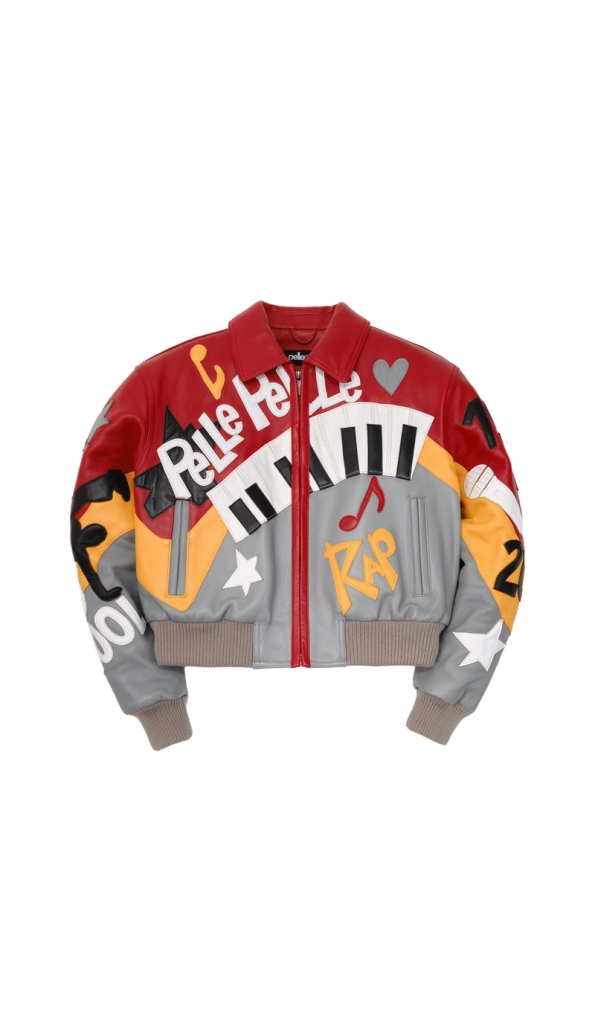 Pelle Pelle HipHop Women Crop Leather Jacket | Red & Grey