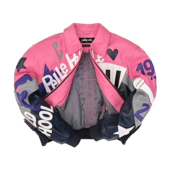 Pelle Pelle HipHop Pink Crop Leather Jacket