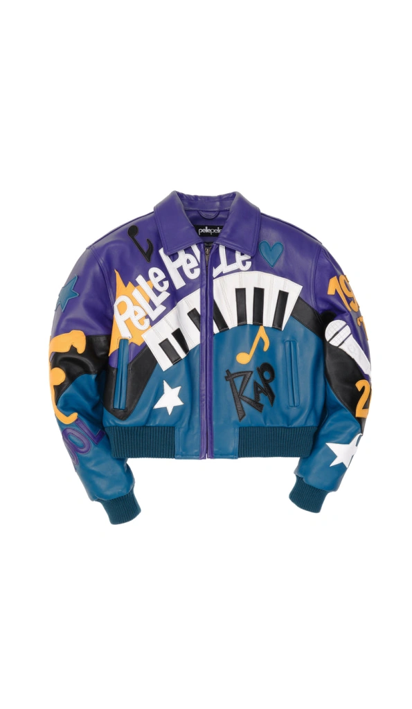 Pelle Pelle Women HipHop Crop Leather Jacket | Purple & Blue