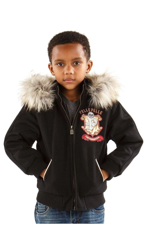Pelle Pelle Black Kids Legend Series Jacket | Fur Hood