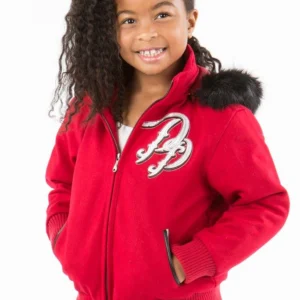 Pelle Pelle Kids Born Free Red Wool Jacket | Fur Hood Jacket