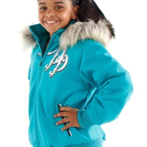 Pelle Pelle Kids Light Blue Fur Hood Jacket | Born Free