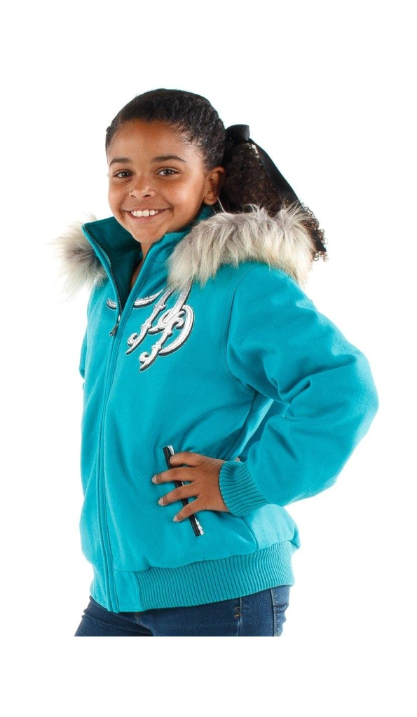 Pelle Pelle Kids Light Blue Fur Hood Jacket | Born Free