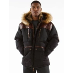 Pelle Pelle Men Black Fur Hood Jacket