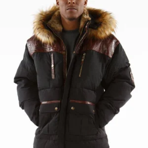 Pelle Pelle Men Black Fur Hood Jacket | Puffer Jacket