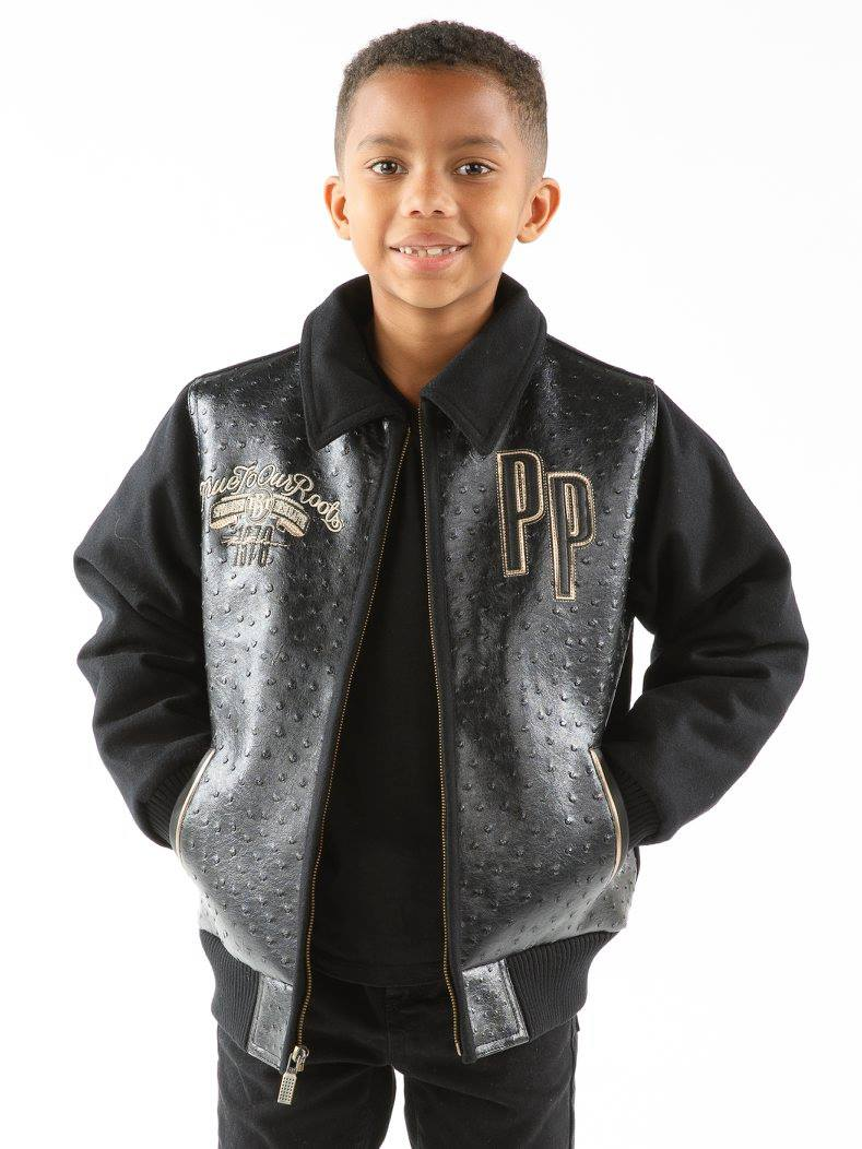 Pelle Pelle Encrusted MB Kids Black Jacket | Leather Jacket